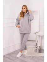 Zateplený set s mikinou s kapucňou šedý