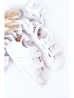 Detské tenisky so suchým zipsom Biela a ružová zlatá roztomilá dievčina Detské tenisky so suchým zipsom Biela a ružová zlatá roztomilá dievčina