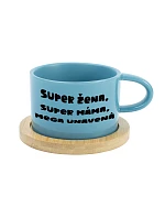SUPER ŽENA, SUPER MAMA, MEGA UTRPENÁ - modrý hrnček s makrónkou 200 ml SUPER ŽENA, SUPER MAMA, MEGA UTRPENÁ - modrý hrnček s makrónkou 200 ml