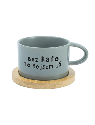 BEZ KAFE TO NEJSEM JÁ - šedý hrníček makronka 200 ml