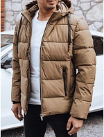 Pánska prešívaná zimná bunda s kapucňou FashionStreet camel TX5067