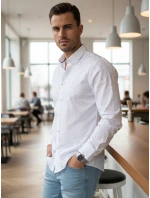 Pánska biela vzorovaná košeľa slim fit FashionStreet DX2698