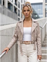 Dámska bunda v štýle Ramones s koženým opaskom, béžová, FashionStreet TY5719 Dámska bunda v štýle Ramones s koženým opaskom, béžová, FashionStreet TY5719