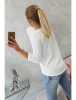 Blúzka s 3D grafikou vtáka biela Blúzka s 3D grafikou vtáka biela