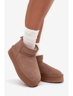 Zamszowe Śniegowce Damskie Na Platformie Vinceza 97962 Beżowe