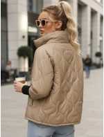 Dámska prešívaná prechodná bunda v ťavej farbe FashionStreet TY5543 Dámska prešívaná prechodná bunda v ťavej farbe FashionStreet TY5543
