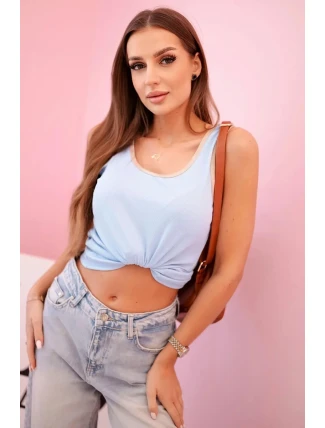 Dámska blúzka na ramienka s ozdobným lemovaním modrá Dámska blúzka na ramienka s ozdobným lemovaním modrá