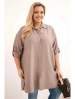 Dámske plus size viskózové tričko s dlhšou zadnou časťou Dámske plus size viskózové tričko s dlhšou zadnou časťou