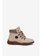 Ocieplane Botki Trapery Damskie Jasnobeżowe Zenaya