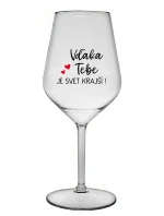 VĎAKA TEBE JE SVET KRAJŠÍ! - priehľadný nerozbitný pohár na víno 470 ml VĎAKA TEBE JE SVET KRAJŠÍ! - priehľadný nerozbitný pohár na víno 470 ml