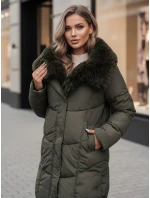 Dámska zimná bunda MORISIO dlhá prešívaná s kapucňou zelená FashionStreet TY4671z Dámska zimná bunda MORISIO dlhá prešívaná s kapucňou zelená FashionStreet TY4671z