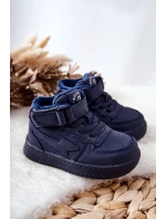Dziecięce Ocieplane Wysokie Buty Sportowe Granatowe Clafi