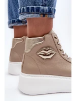 Trampki Damskie Wysokie Na Suwak Lemar Beżowe Katerin