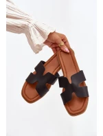 Klapki Damskie Płaskie Z Wycięciami Czarne Salyra