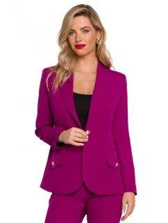 K141 Sako s dvojitým vreckom a klopou - rubínové