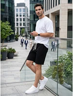 Pánske teplákové šortky so šnúrkou, čierne, FashionStreet SX2625 Pánske teplákové šortky so šnúrkou, čierne, FashionStreet SX2625