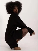 Čierne látkové šaty s rolákom (0547)