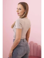 Dámske bavlnené body s výstrihom do V a volánom Fango