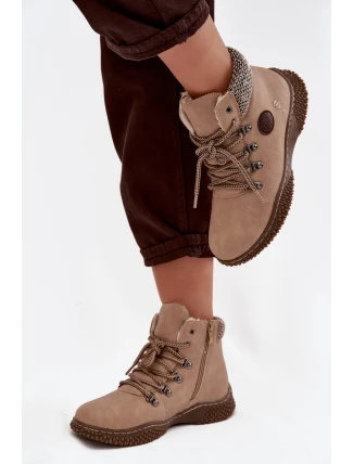 Ocieplane Botki Trapery Damskie Beżowe Zenaya