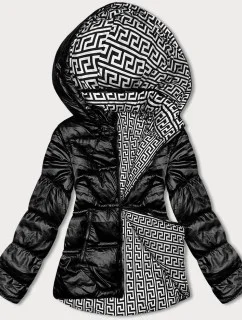 Obojstranná čierna dámska bunda s asymetrickou spodnou časťou (16M9136-392)