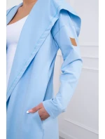 Dlhý kabát s kapucňou modrý