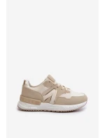 Sneakersy Damskie Z Eko Skóry Beżowe Vinelli