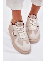 Skórzane Damskie Sneakersy Na Platformie Daniel Lopez Just Dare SS2D4003 Beżowe