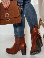 Dámske čižmy BOOTELY na podpätku camel FashionStreet ZY0497