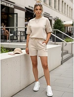 Dámsky viskózový set s motýlikom a šortkami béžovej farby FashionStreet AY1195