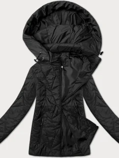Čierna dámska plus size bunda s odnímateľnou kapucňou J Style (16M9268-392)