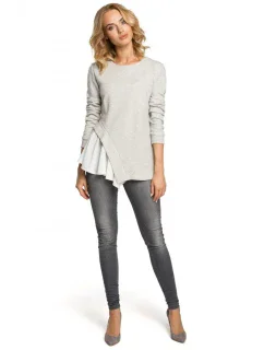 M333 Asymetrická vrstvená blúzka - svetlo šedá