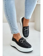 Dámske kožené mokasíny na platforme s čiernym zdobením Vinceza Dámske kožené mokasíny na platforme s čiernym zdobením Vinceza