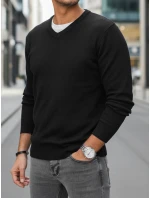 Pánsky čierny sveter s golierom FashionStreet WX2314 Pánsky čierny sveter s golierom FashionStreet WX2314