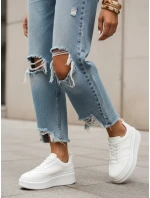 Dámske kožené tenisky na platforme biele FashionStreet ZY1376