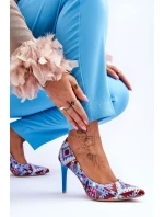 Modne Skórzane Szpilki Lewski Shoes 2659 Niebiesko-Czerwone