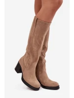 Dámske topánky na podpätku LH-8 Beige - JOIa shoes