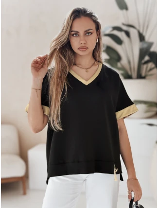 Dámska oversize blúzka SHINE LOVE black FashionStreet RY2912 Dámska oversize blúzka SHINE LOVE black FashionStreet RY2912
