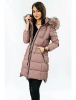 Dámska prešívaná zimná bunda s kapucňou Old Pink (7702)