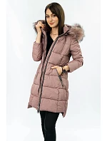 Dámska prešívaná zimná bunda s kapucňou Old Pink (7702) Dámska prešívaná zimná bunda s kapucňou Old Pink (7702)