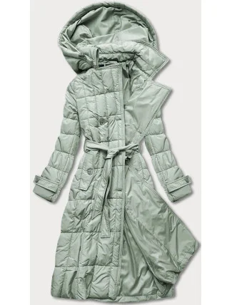 Klasický dámsky prešívaný kabát v pistáciovej farbe (AG2-J83)
