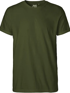 Neutral O 60012 Pánske bio tričko s vyhrnutými rukávmi 77.6012 military