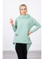 Mikina s kapucňou s dlhým zadným dielom tmavo mätová Mikina s kapucňou s dlhým zadným dielom tmavo mätová