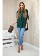 Blúzka s predĺženým zadným dielom tmavozelená