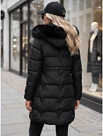 Dámska zimná prešívaná bunda s kapucňou, čierna, FashionStreet TY5824