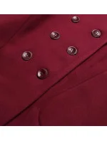 Dámsky kabát plus size v bordovej farbe s kapucňou (2728)