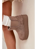 Damskie Śniegowce Z Elastyczną Wstawką Khaki Kiora