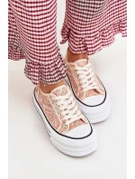 Niskie Trampki Damskie Na Platformie Różowe Melina