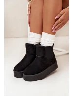 Damskie Śniegowce Z Elastyczną Wstawką Czarne Kiora