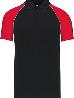 Kariban K 226 Baseballové polo tričko z piké 20.K226 čierne/svetlosivé/červené