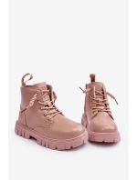 Ocieplane Lakierowane Botki Dziecięce Big Star MM374144 Różowe